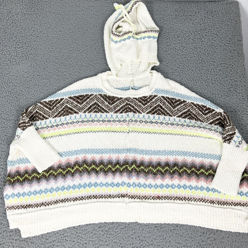 Anthropologie Sweater Womens S/XS Multicolor Fair Isle Hooded Dolman Pullover